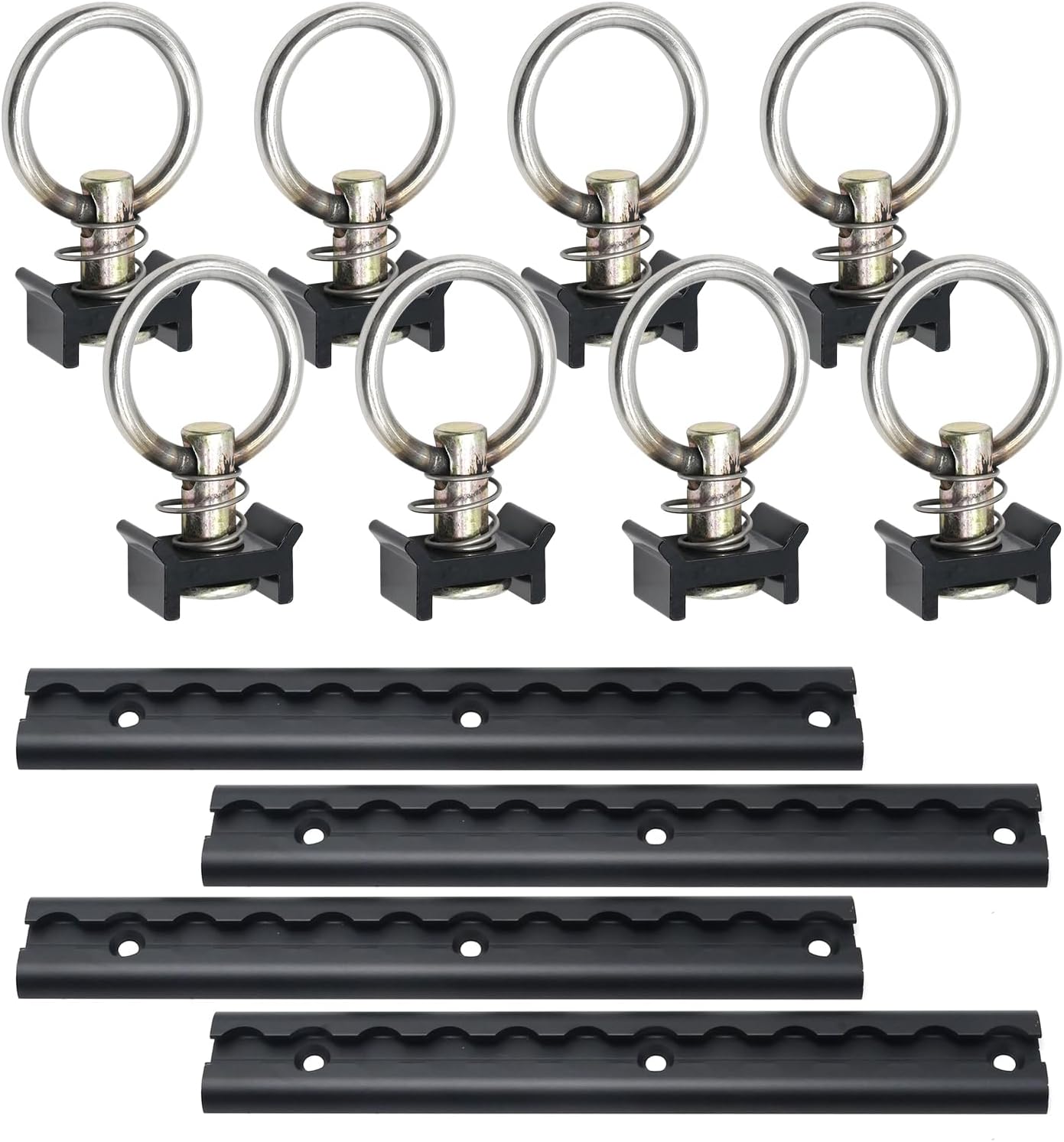 4 Rieles L 12" y 8 Ganchos Sistema Amarre