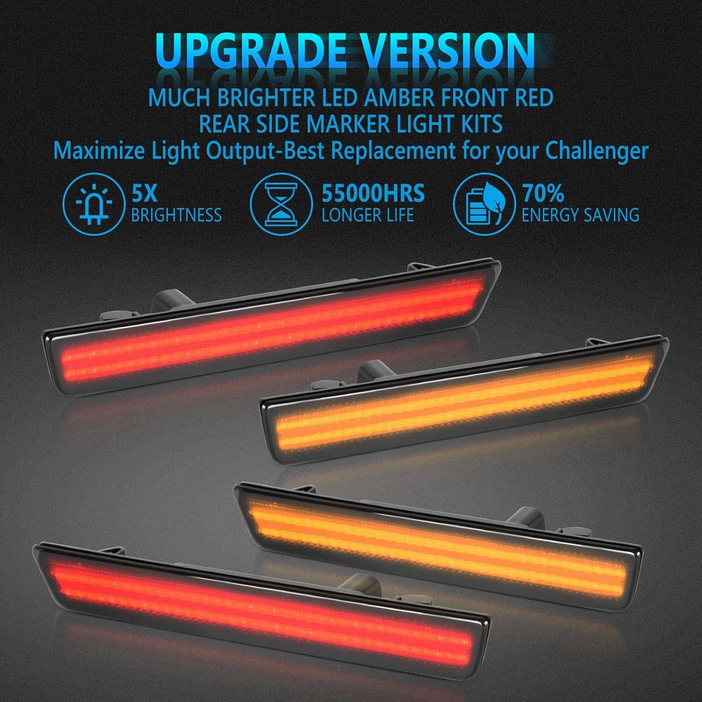 Luces LED Dodge Challenger 2015-23 lente ahumada 4uds rojo