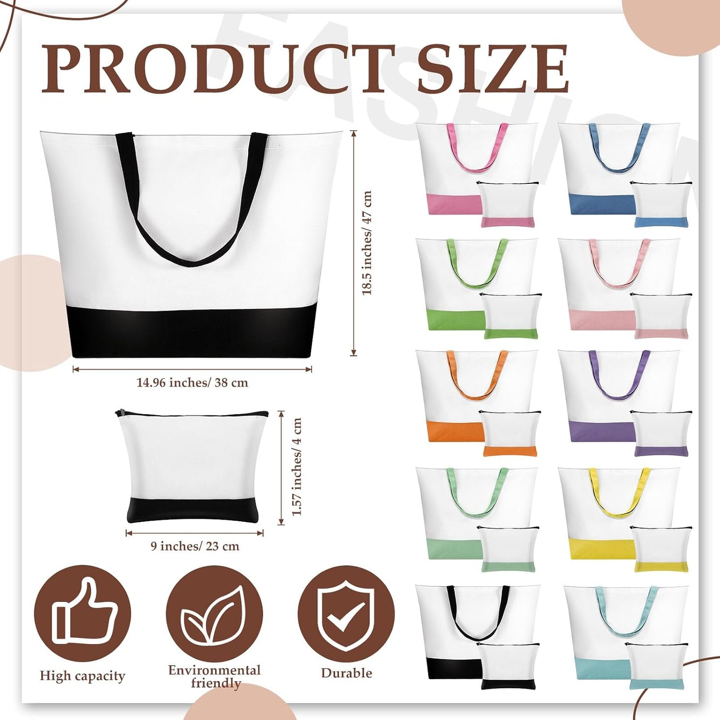 20 Pzas Bolsas Lona Blanca Reutiliz. con Asas