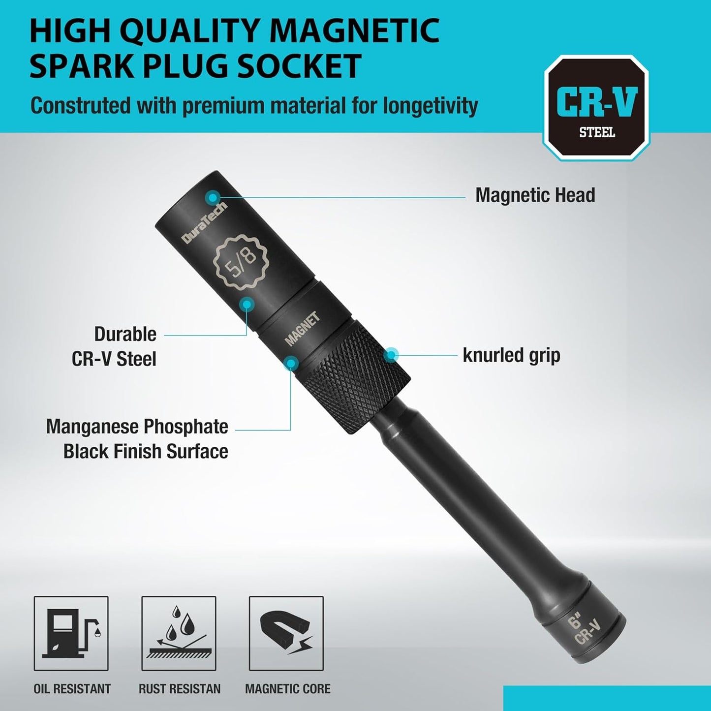 Enchufe magnético bujía 5/8pulg 12 puntas cabeza mejorada