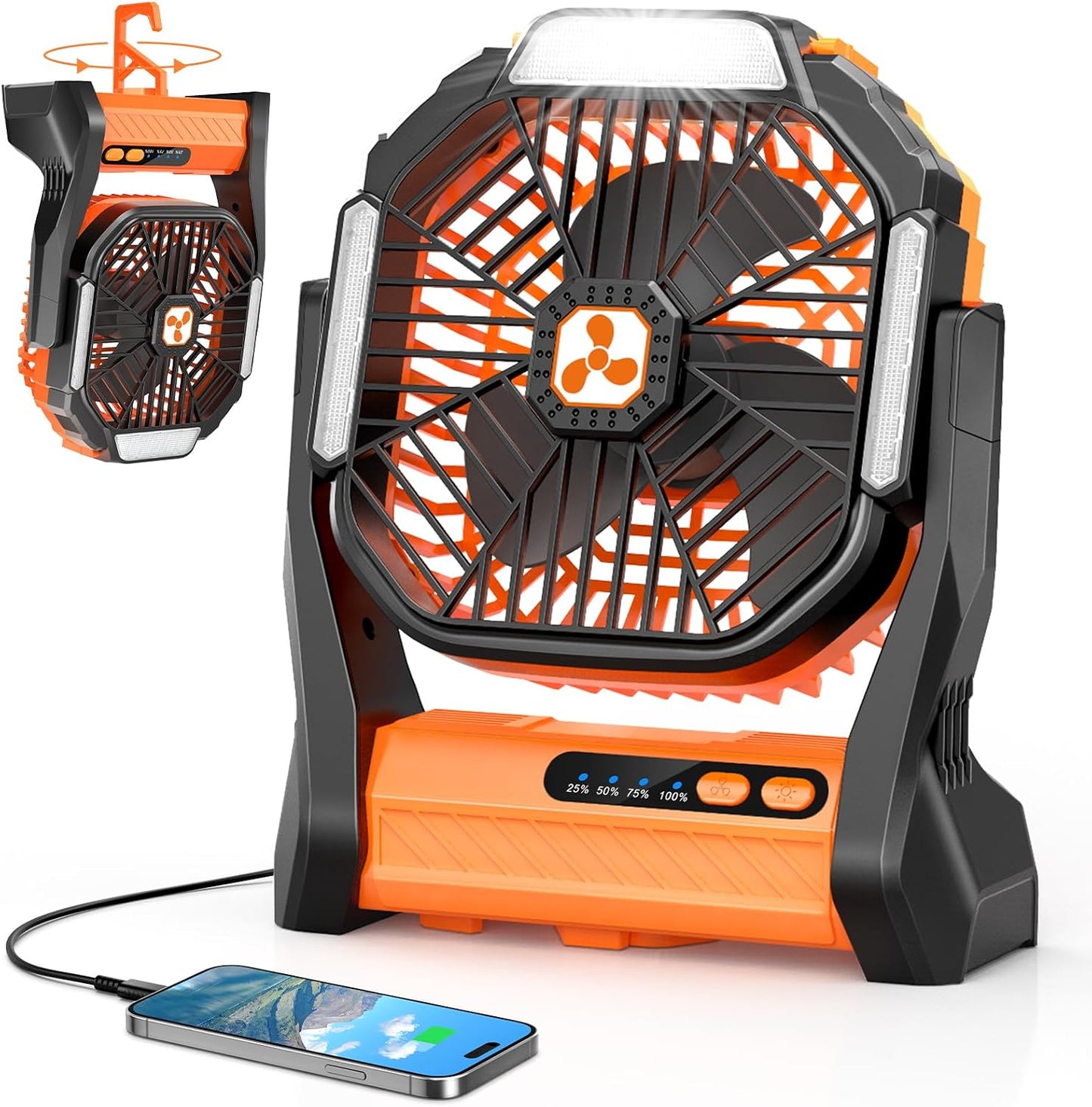 Ventilador recargable 20000mAh USB C con linterna LED