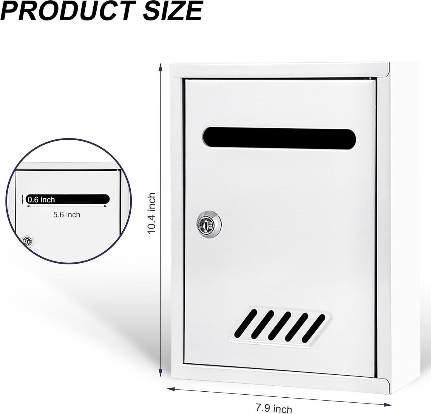 Buzón pared acero inox bloqueo seguro diseño moderno blanco