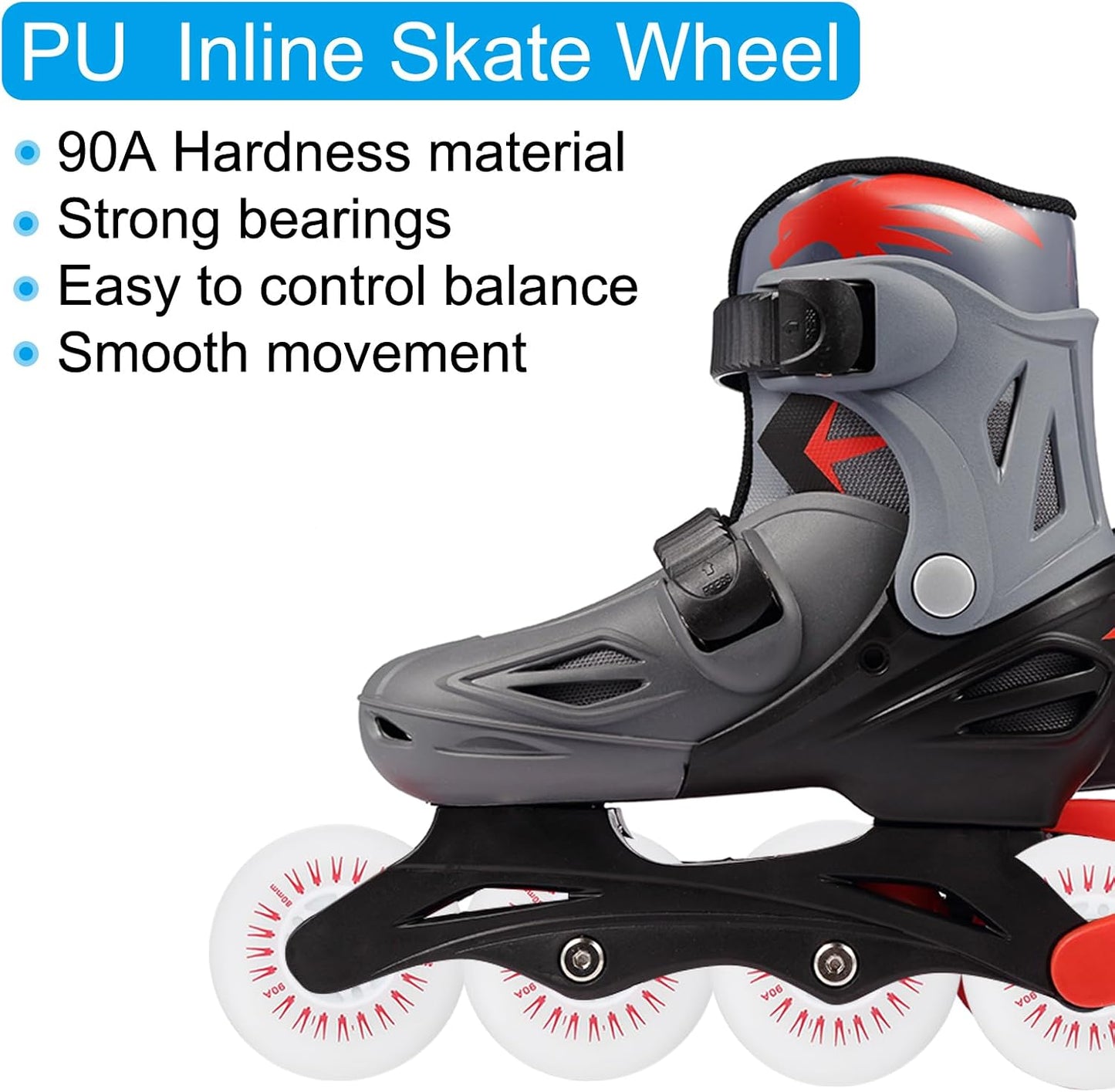 Ruedas patinaje iluminadas LED 3.150pulg 4 ruedas rojo