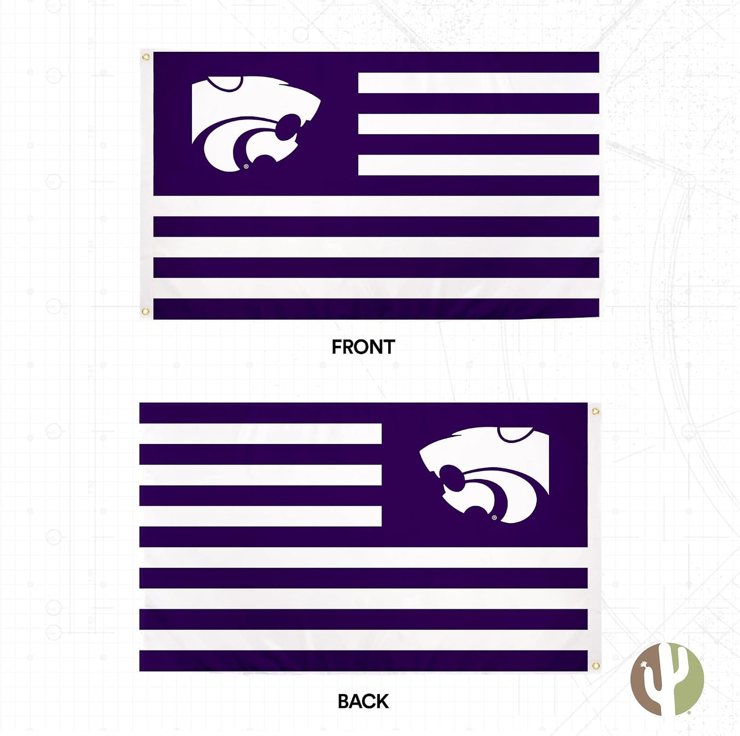 Bandera KSU 3x5pulg tela poliéster para interiores y exteriores
