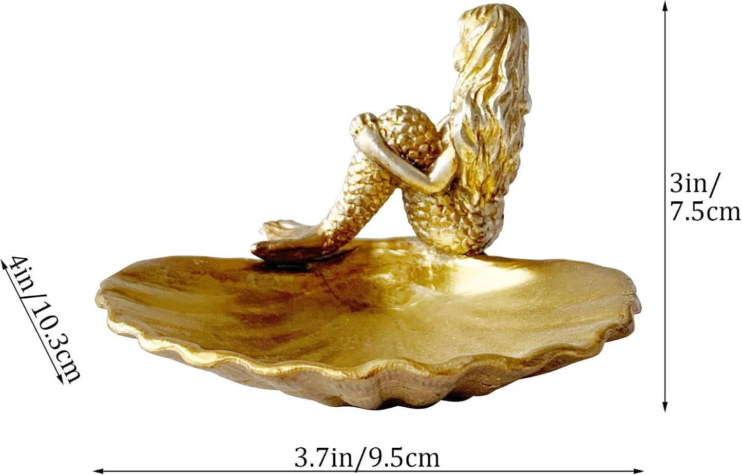 Soporte anillo resina concha sirena dorada decoración hogar