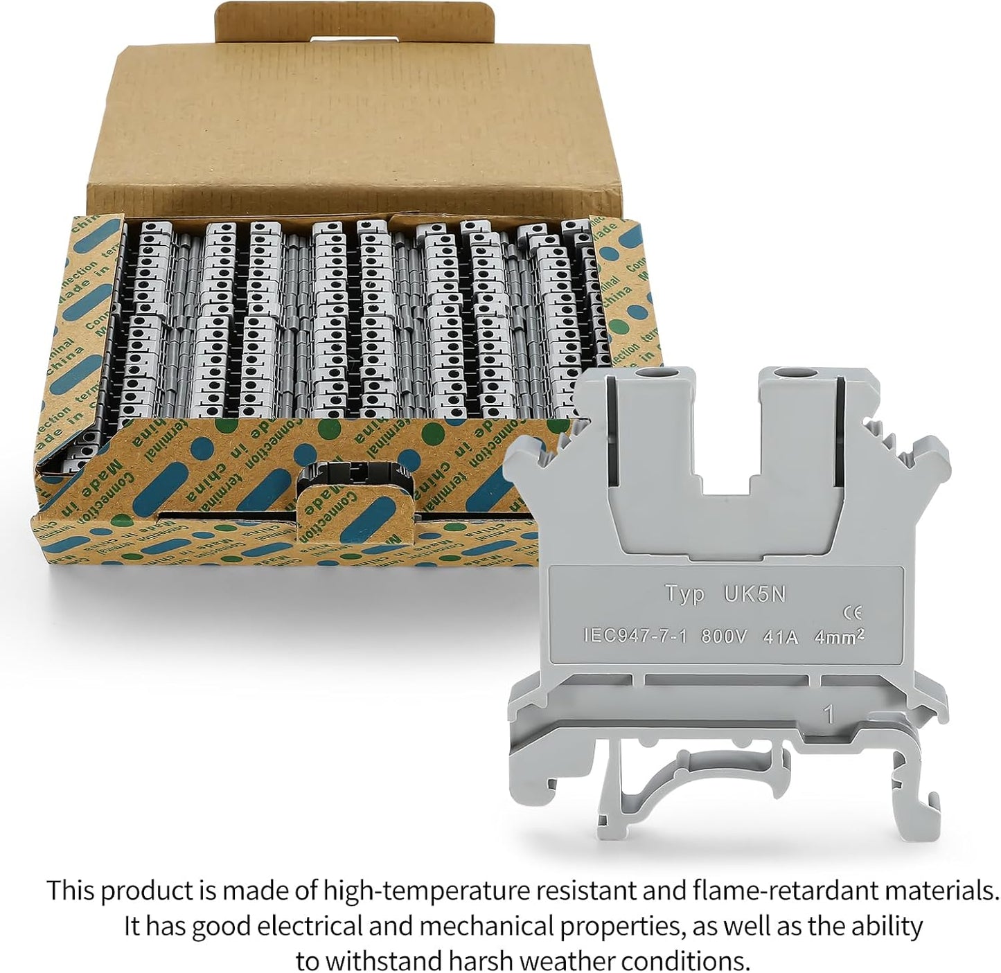 Bloques terminal riel din uk-5n 800v 24-10awg 0.157pulg