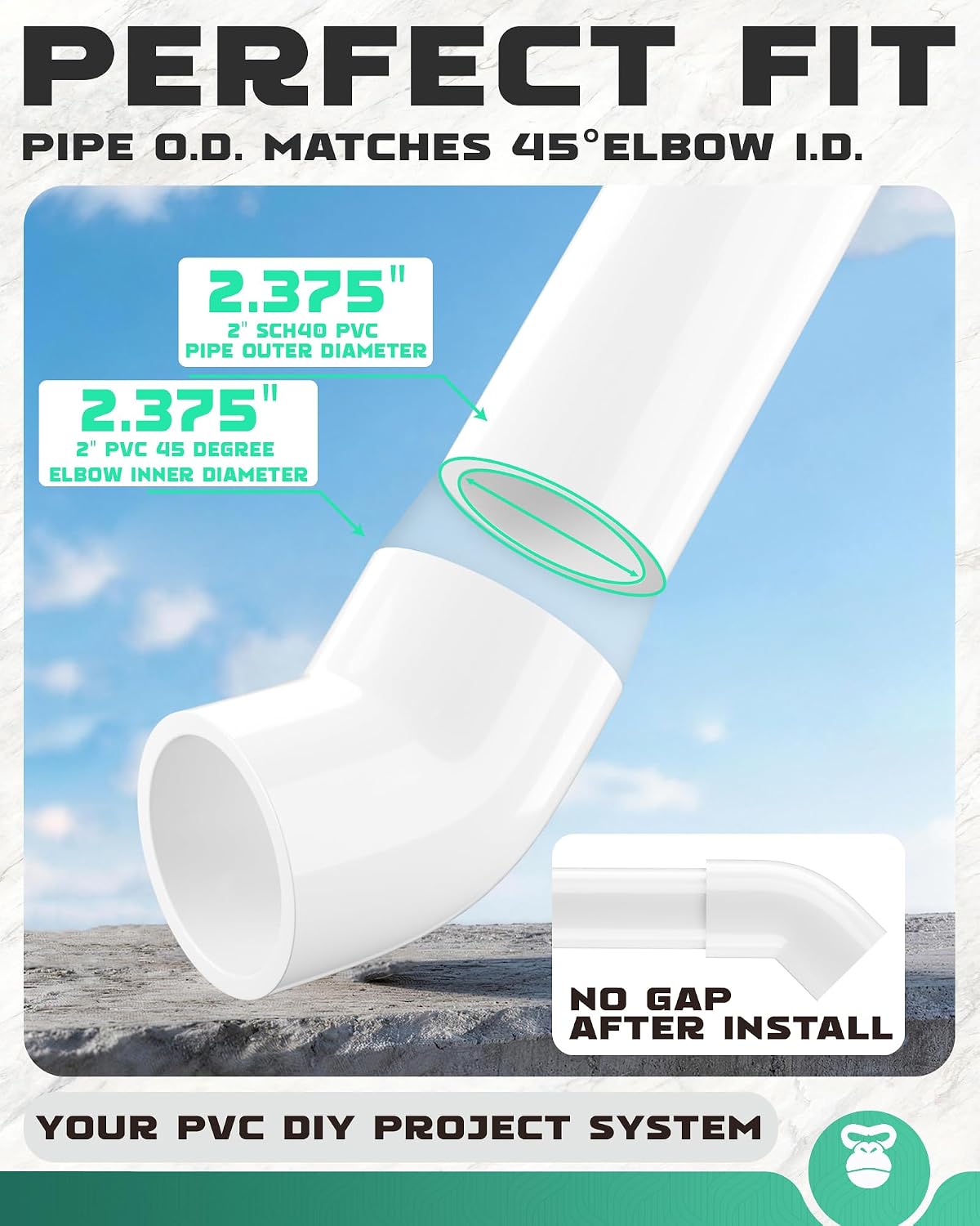 4 Conectores PVC 2pulg 45grados para tuberia SCH40