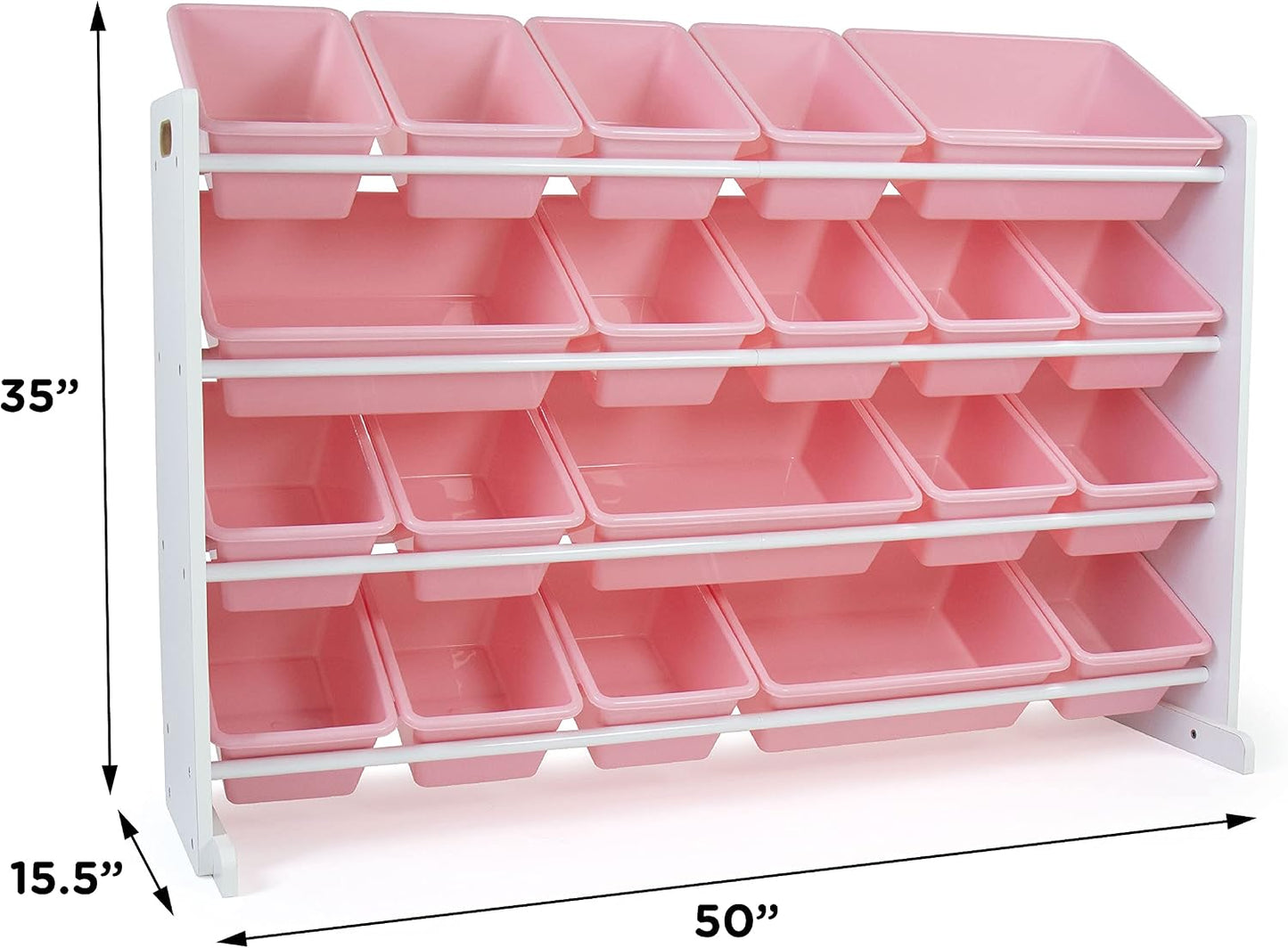 Organiz. juguetes 20 contenedores color blanco y rosa