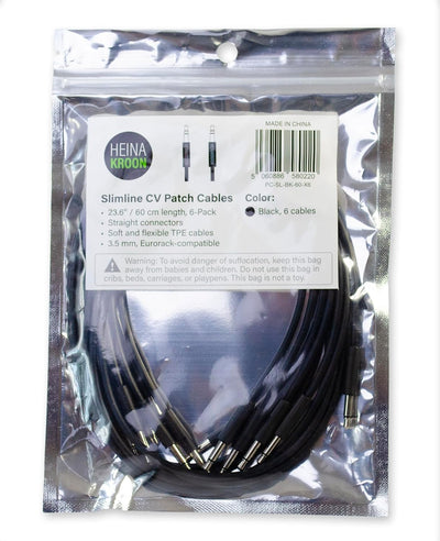 Cables Eurorack modulares negros 1/8pulg set 6