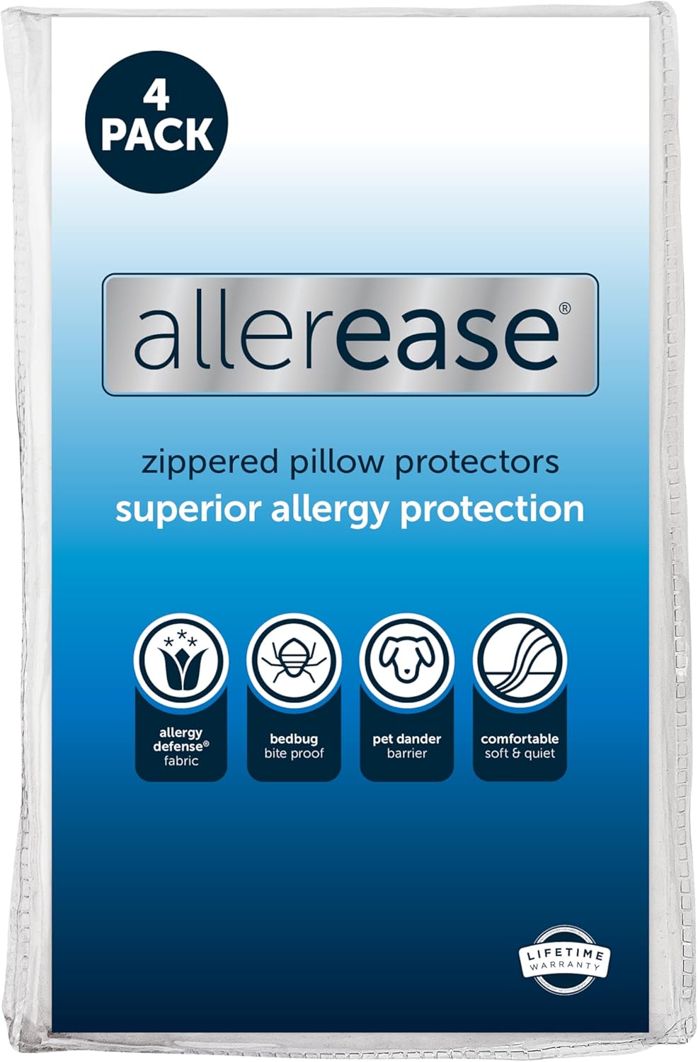Set 4 protectores almohada AllerEase con cremallera poliéster