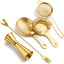 Set 5 Pzas Colador Acero Inox Dorado Jigger Cuchara Profesional