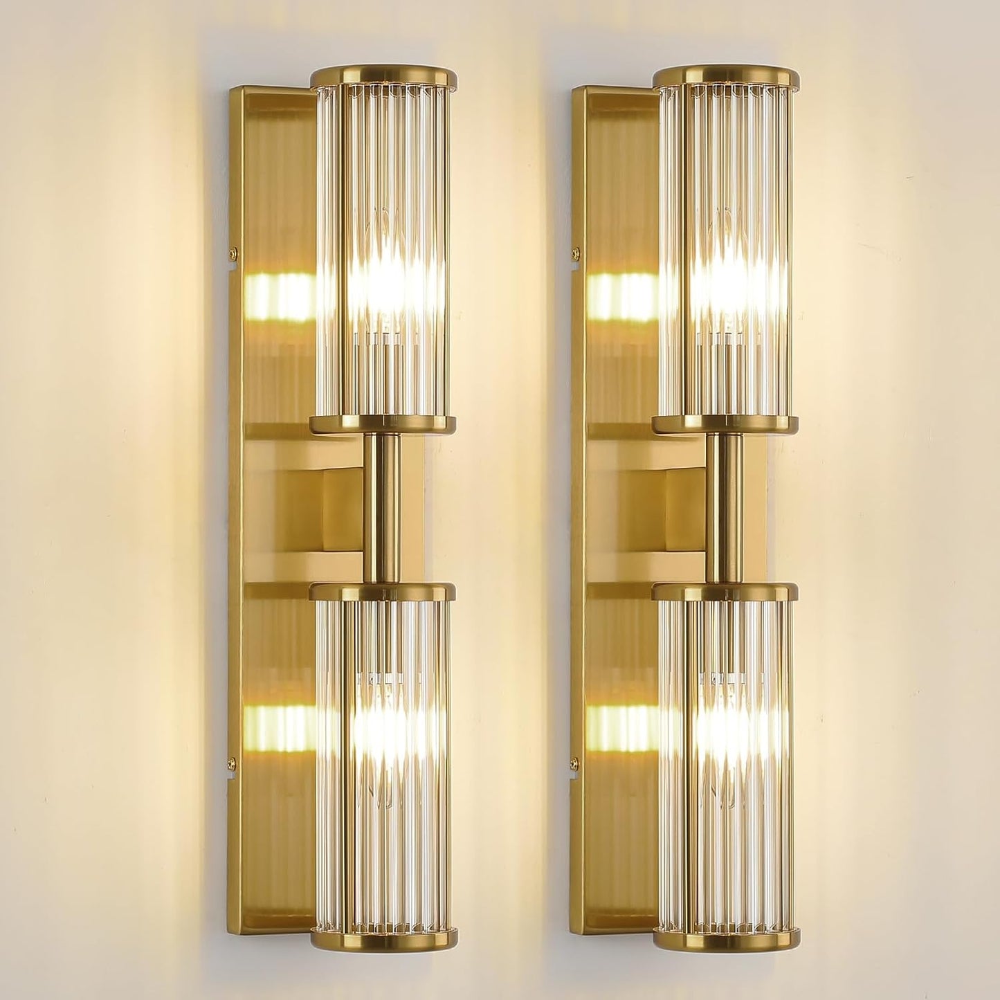 2 Luces Tocador Latón Cepillado Apliques Baño Vidrio