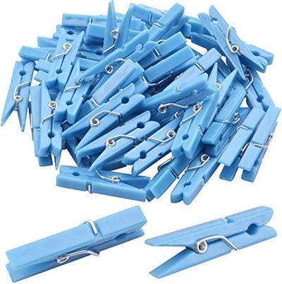 50 Clips Plástico para Papel Ropa Oficina Hogar Arte Azul