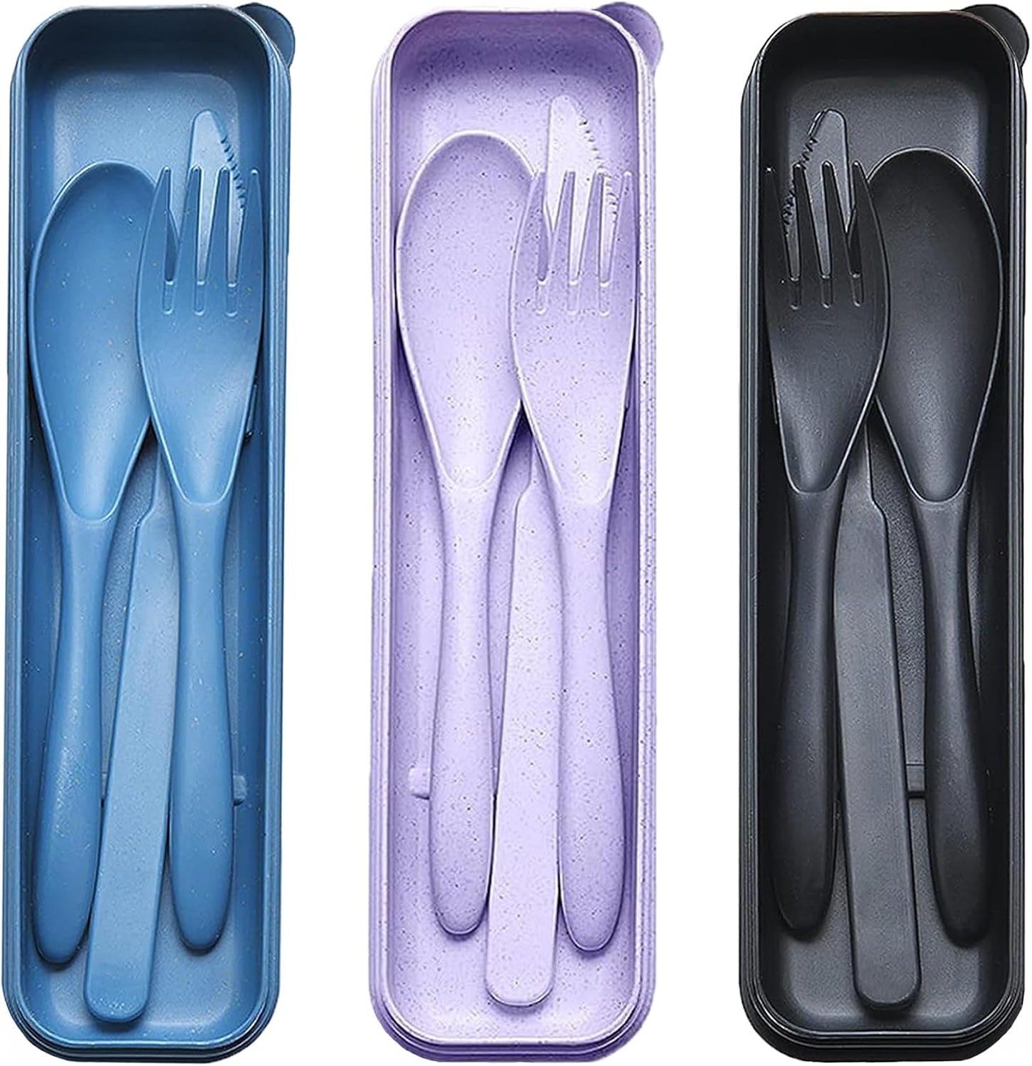 Juego utensilios viaje plástico sin BPA niños y adultos