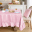 Mantel satén rosa claro 52x70pulg volantes para bodas y comedor