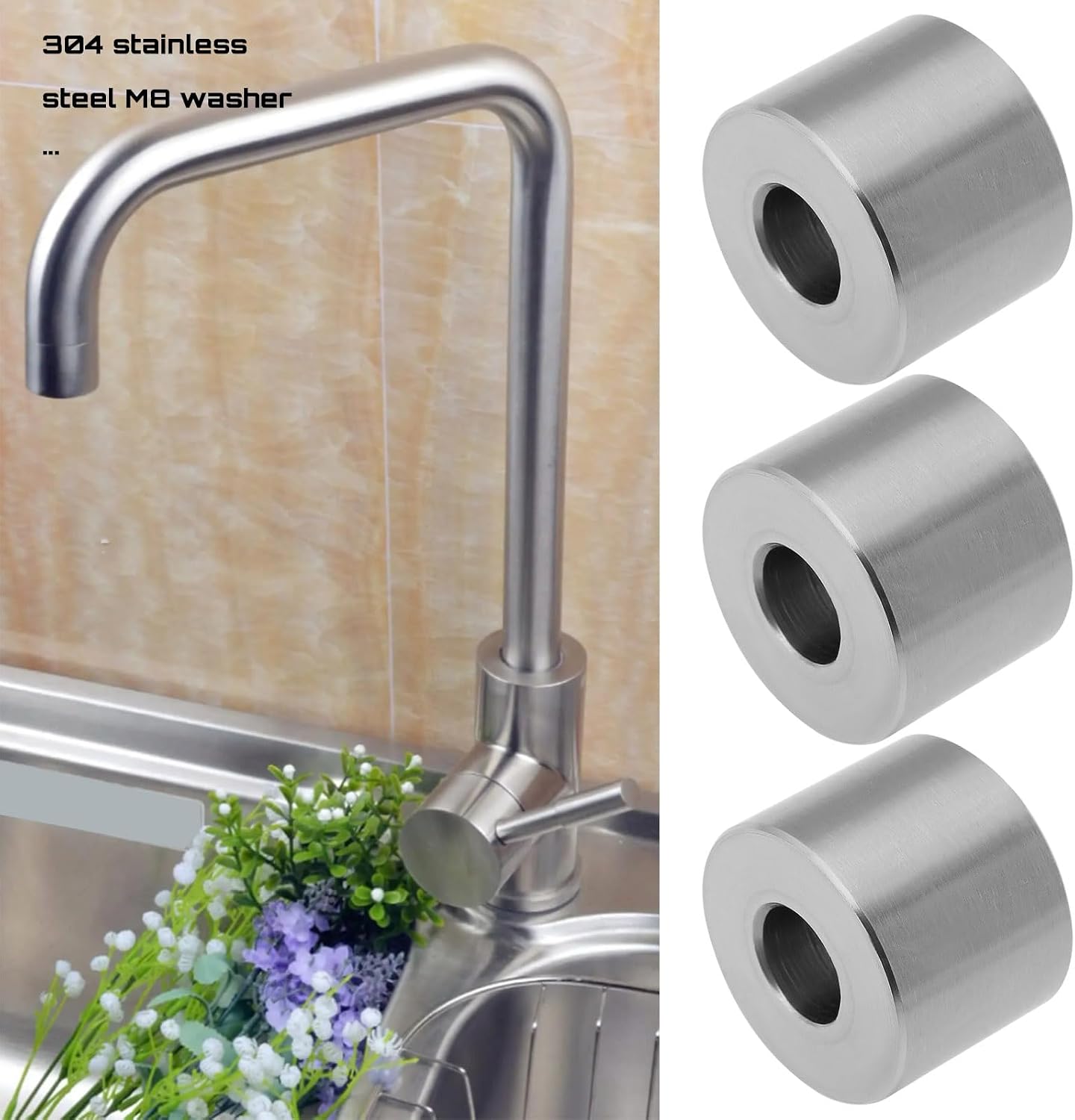 8 Pzas Junta M8 Acero Inox 0.323x0.787pulg