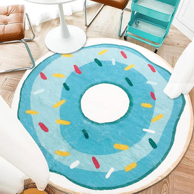 Tapete dona azul redonda para niños dormitorio sala set