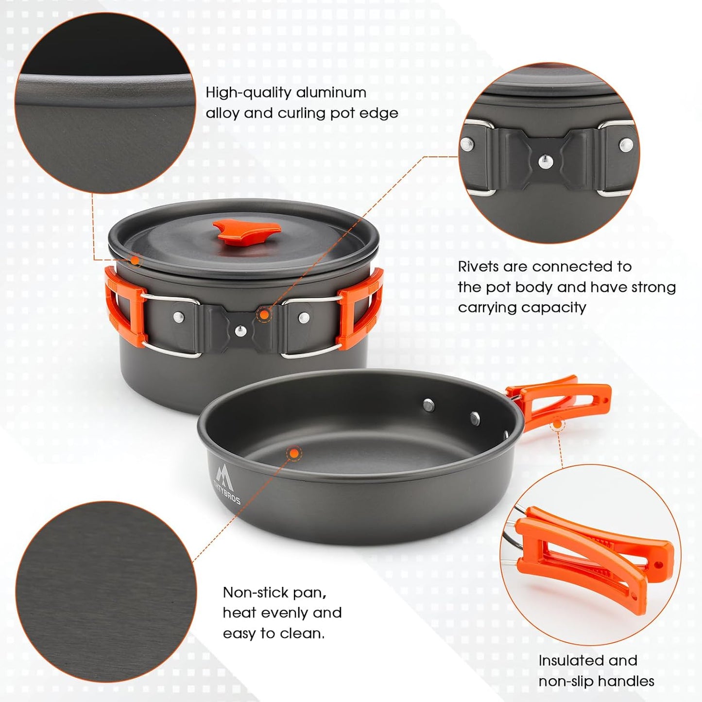 Kit utensilios cocina acampar 17 pzas olla 0.45gal sartén 7"