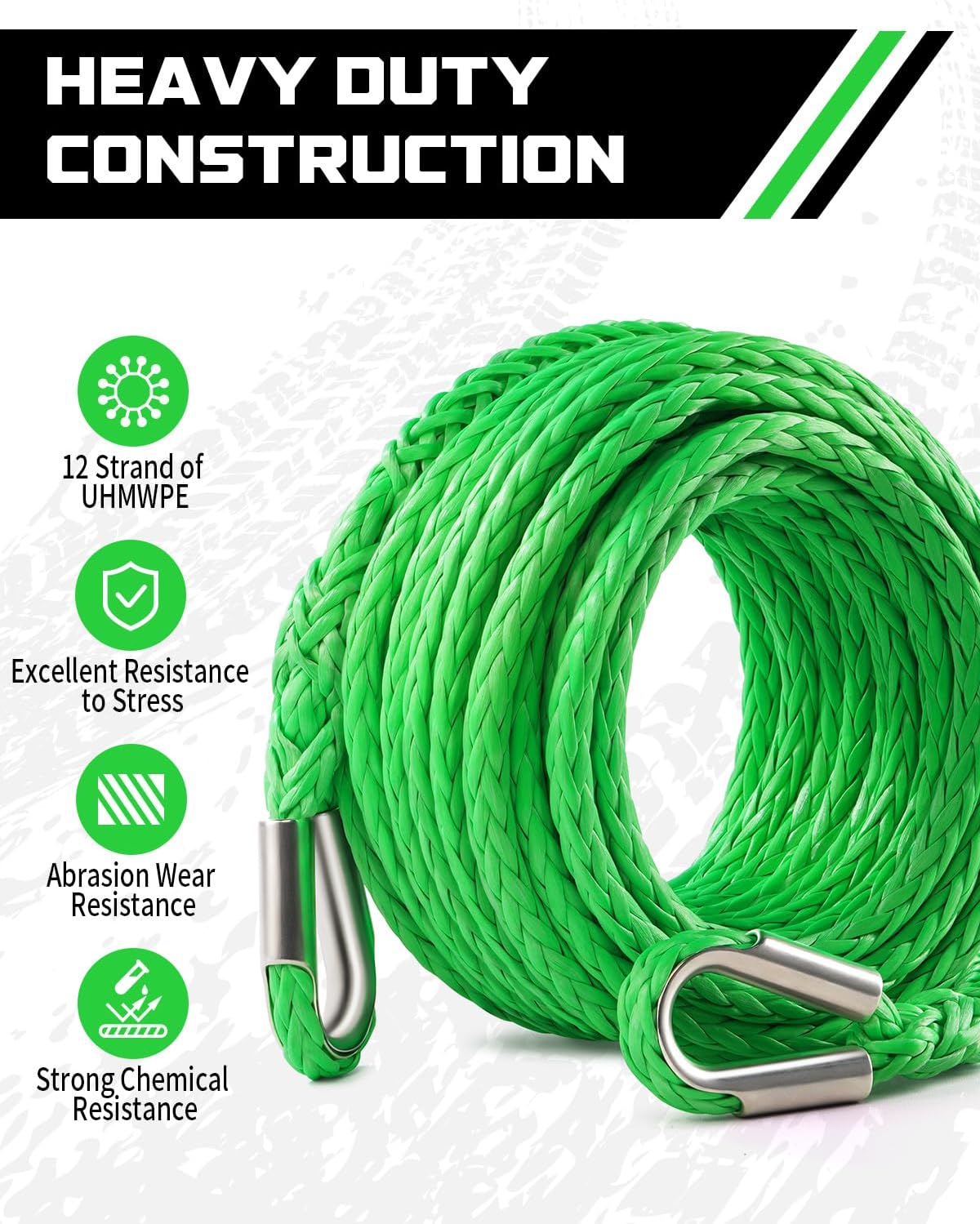 Extensión cuerda cabrestante 3/8" x50ft 26500lb ATV