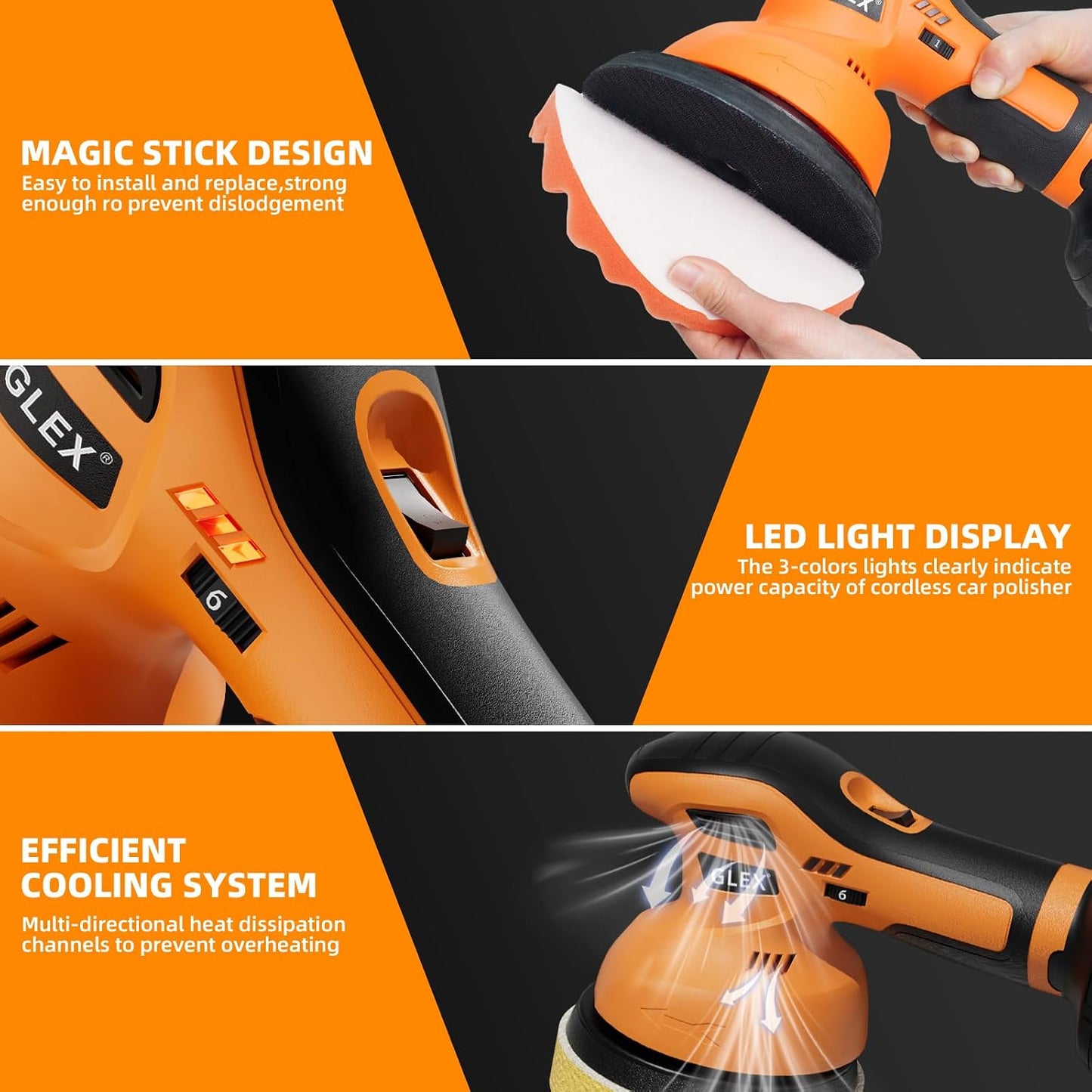 Pulidora eléctrica inalámbrica 6" 18V 4.0AH*2 6600RPM