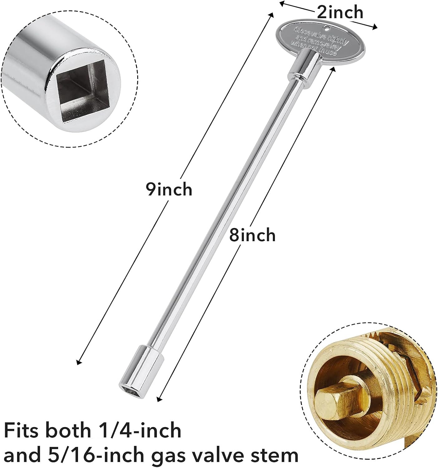 Llave universal chimenea gas 8pulg comp 1/4 y 5/16 pulg cromo