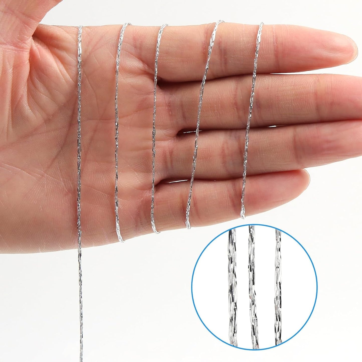 Cuerda plata 658pies 1.5mm para adornos y regalos con purpurina