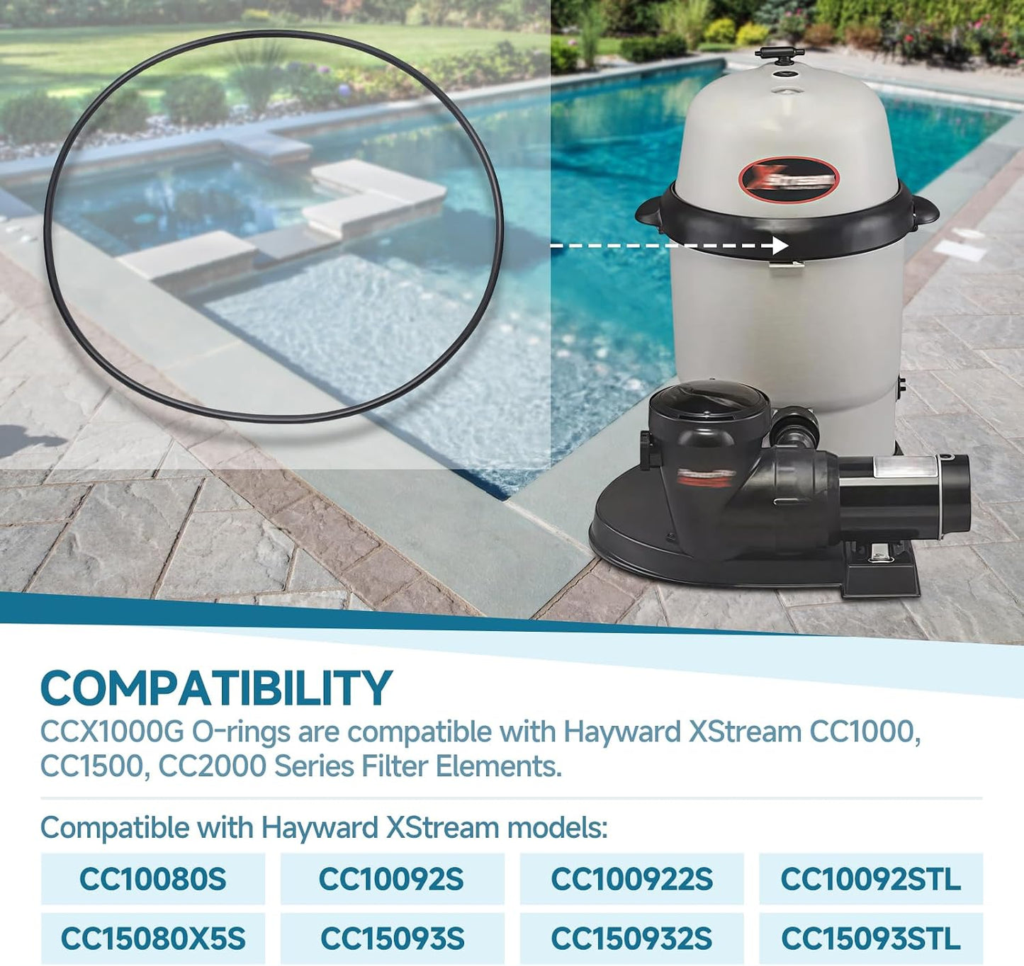2 Sellos Anillo Tórico CCX1000G Repuesto Hayward XStream