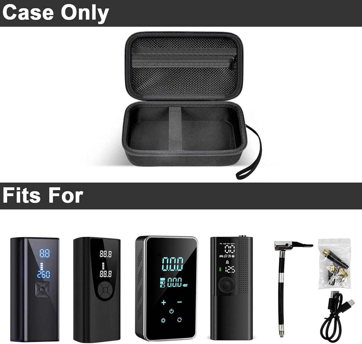 Funda compresor aire portátil para inflador neumáticos negro