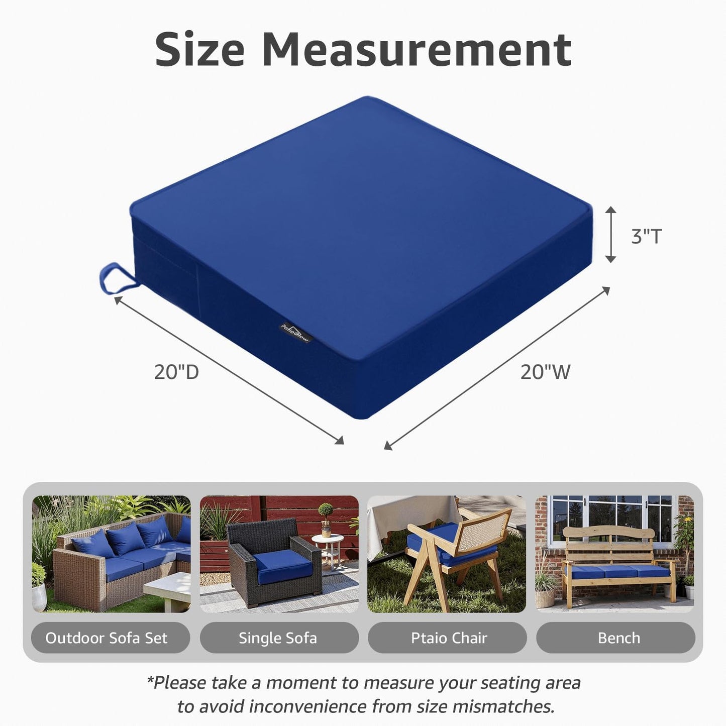 Set 2 cojines silla exterior 20x20x3pulg impermeables azul