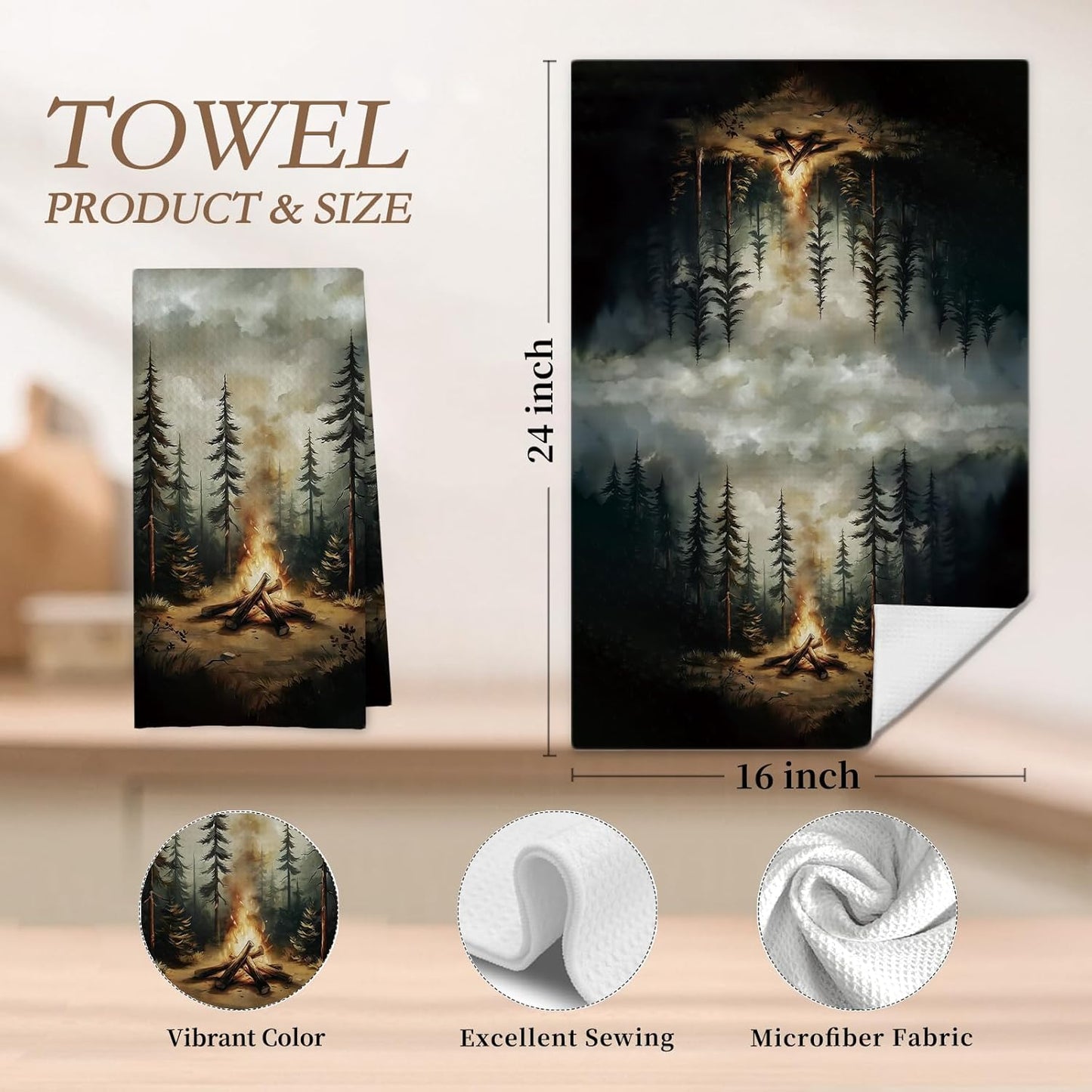 Toallas de cocina decorativas Gloomy Sky Forest 16 x 24 pulgadas