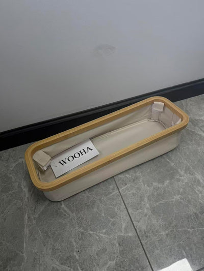 Organiz. maquillaje bambú encimera baño plegable beige