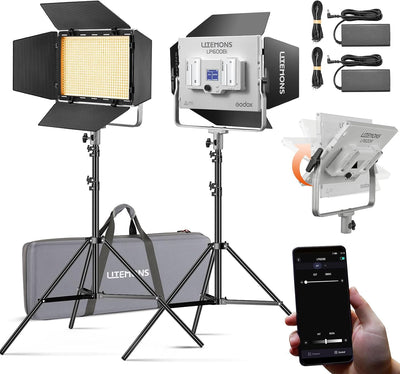 Panel LED bicolor 60W kit 2 luces con soporte y funda