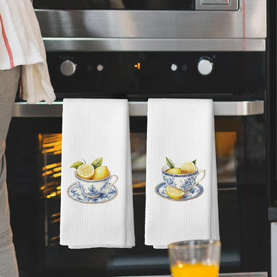 Set 2 Toallas Cocina Limón Taza Té Chinoiserie 16x24pulg