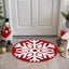 Alfombras baño Navidad copos nieve rojos antiderrap