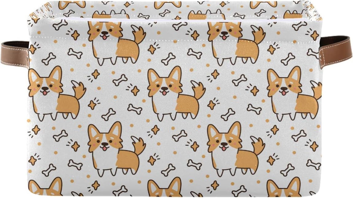 Cesta almacenamiento corgi lona plegable 15x11x9.5"