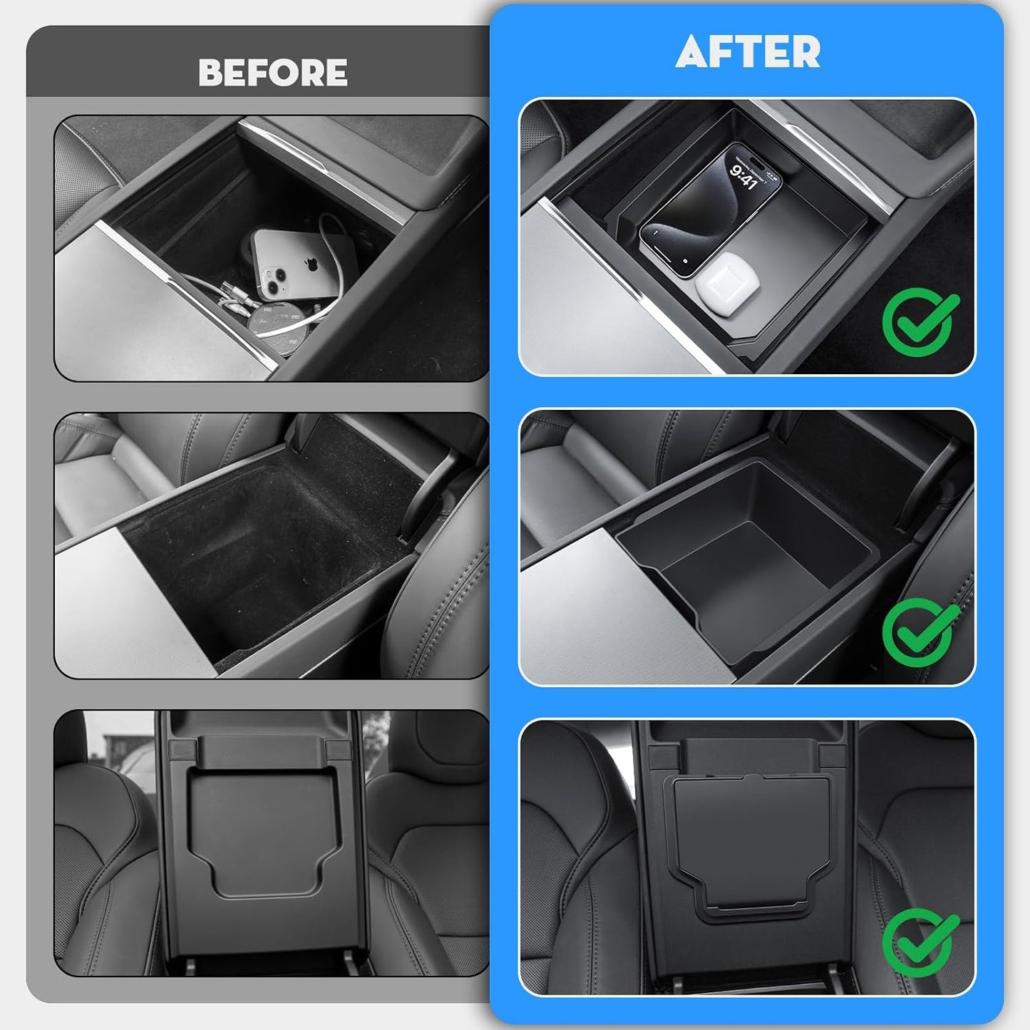 Bandeja organizadora consola Tesla Model Y 2026