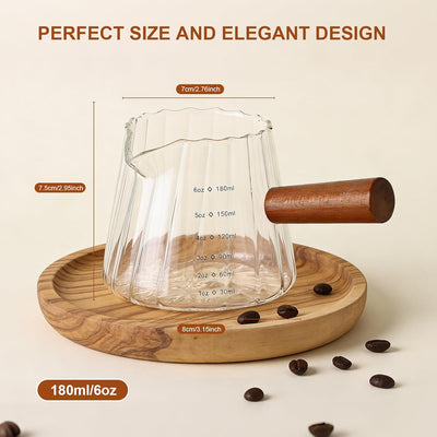 Vaso chupito café expreso 6oz con escalas y mango madera