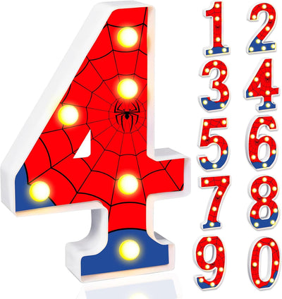 Decoración fiesta cumpleaños araña números LED iluminados 4