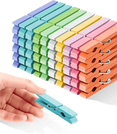 Pinzas madera 2.9" 10 colores pastel 50 pzas decorativas