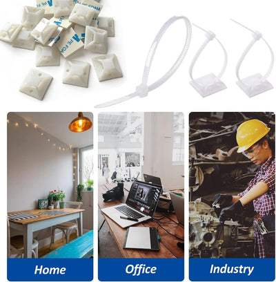 Kit 100 clips cables soportes adhesivos 15cm