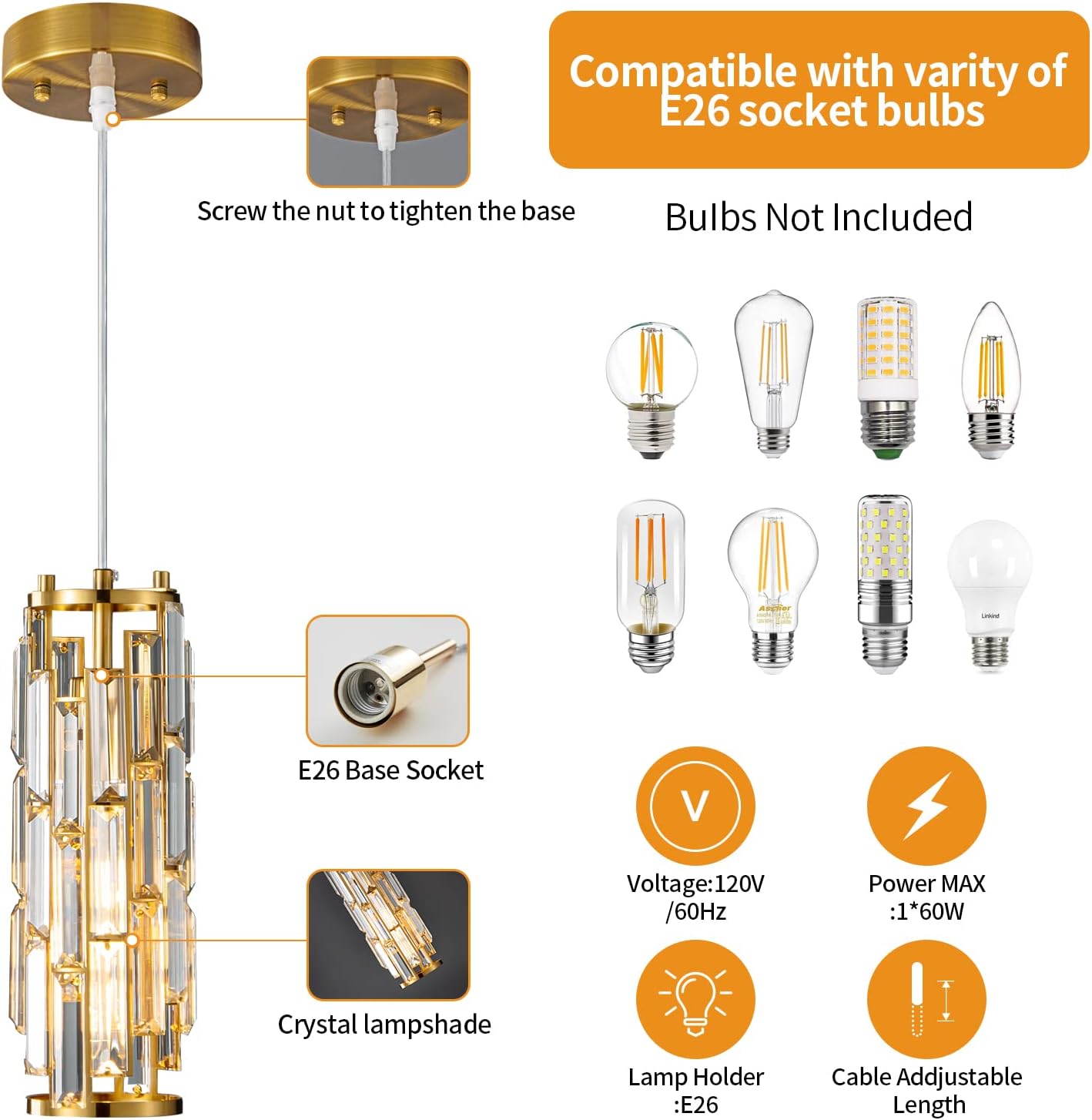 Lámpara colgante dorada candelabros cristal cocina
