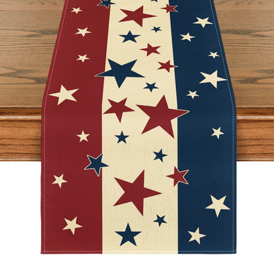 Camino mesa patriótico estrellas rayas 13x60pulg