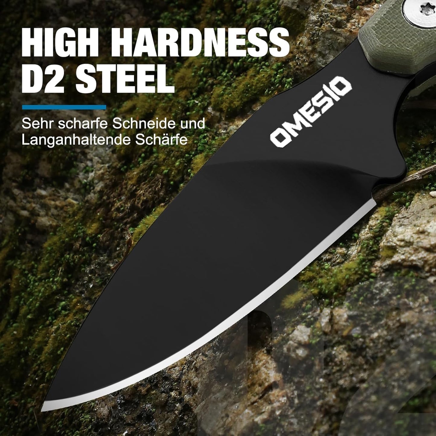 Cuchillo EDC hoja D2 2.99pulg mango G10 collar funda