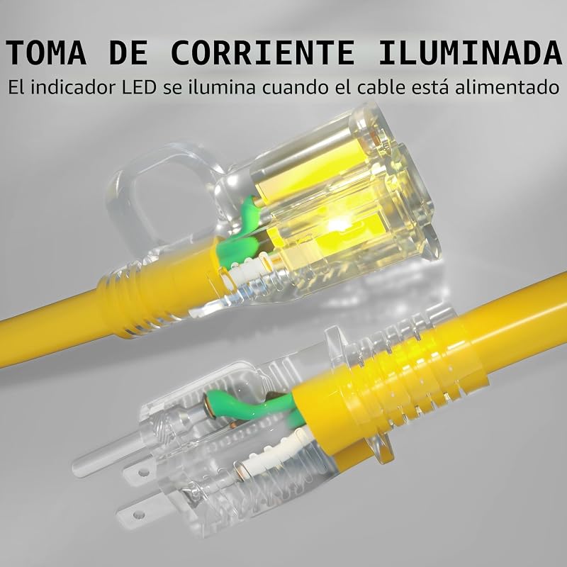Cable extensión exterior 100ft 12/3 impermeable 15Amp ETL