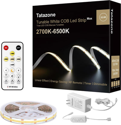 Tira luz LED COB 32.8ft control remoto CCT 2700K-6500K