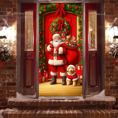 Cubierta puerta Navidad Papá Noel 71x35pulg fondo foto fiesta