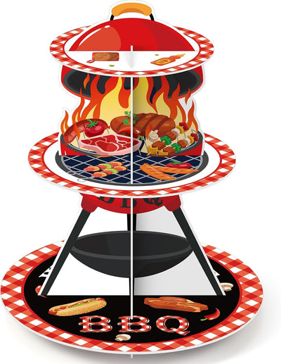 Torre cupcakes verano soporte pastel tema barbacoa rojo y negro