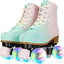 Patines altos mujer piel sintética 4 ruedas doble fila