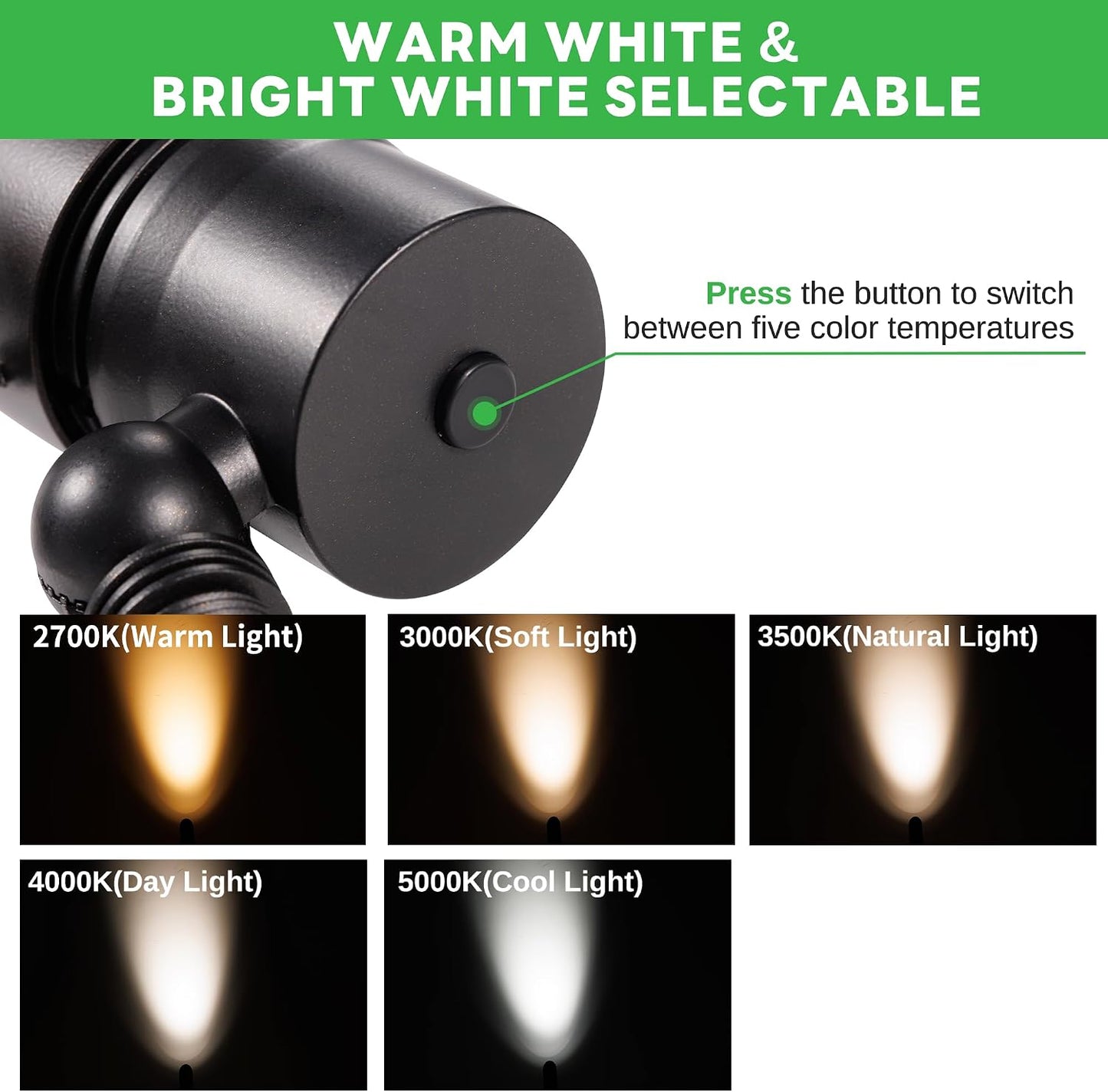 Foco paisaje LED 12V aluminio negro impermeable
