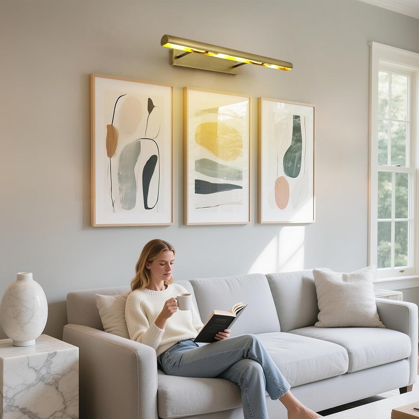 Luz lineal latón 30pulg 4 luces arte dorado regulable